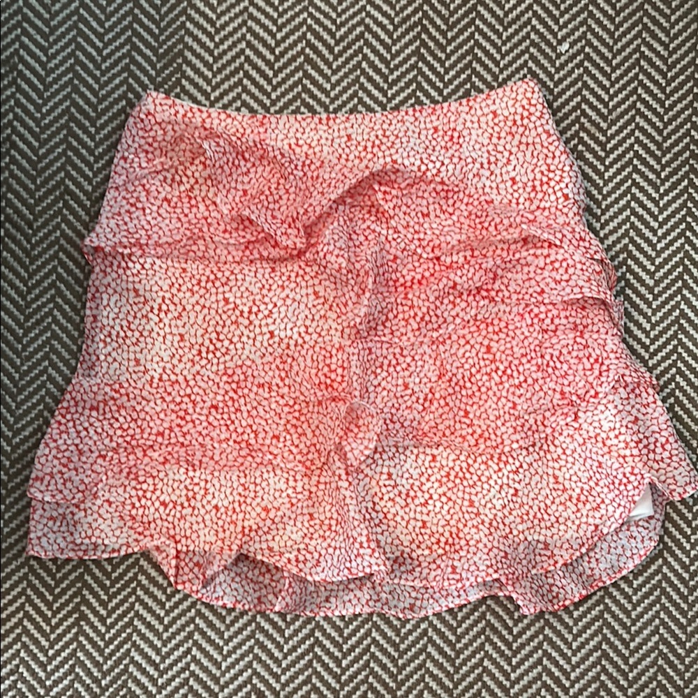 Red & White Layered Ruffled Club Monaco Skirt